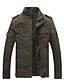 cheap Men&#039;s Jackets &amp; Coats-Men&#039;s Jacket Daily Work Winter Regular Coat Stand Collar Slim Military Jacket Solid Colored Black Army Green Khaki