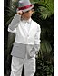 cheap Ring Bearer Suits-Rainbow / White+Gray Polyester Ring Bearer Suit - Five-piece Suit Includes  Jacket / Waist cummerbund / Shirt