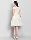 cheap Bridesmaid Dresses-A-Line Scoop Neck Knee Length Lace / Organza Bridesmaid Dress with Lace by LAN TING BRIDE® / See Through