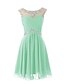 cheap Bridesmaid Dresses-Sheath / Column Scoop Neck Knee Length Chiffon Bridesmaid Dress with Crystals by