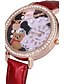 cheap Fashion Watches-Women&#039;s Wrist Watch Quartz Casual Watch PU Band Analog Flower Sparkle Fashion Black / White / Red - Brown Red Pink