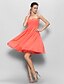 cheap Bridesmaid Dresses-A-Line Sweetheart Knee Length Chiffon Bridesmaid Dress with Criss Cross by LAN TING BRIDE®