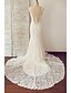 olcso Menyasszonyi ruhák-Esküvői ruhák Kápolnauszály Harang fazon Ujjatlan V-alakú Csipke Val vel Gyöngy Csipke 2023 Menyasszonyi ruhák