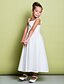 cheap Flower Girl Dresses-A-Line Tea Length Flower Girl Dress First Communion Cute Prom Dress Tulle with Ruched Fit 3-16 Years