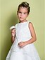 cheap Flower Girl Dresses-A-Line Tea Length Lace / Organza Sleeveless Scoop Neck with Lace / Beading