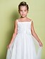 cheap Flower Girl Dresses-A-Line Tea Length Flower Girl Dress First Communion Cute Prom Dress Tulle with Ruched Fit 3-16 Years