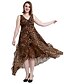 cheap Women&#039;s Dresses-Women&#039;s Plus Size Going out Maxi Swing Dress - Leopard Pleated Deep V Summer Leopard M L XL