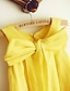 Χαμηλού Κόστους Cufflinks-Ίσια Γραμμή Μέχρι το γόνατο Φόρεμα για Κοριτσάκι Λουλουδιών - Λινό Αμάνικο Scoop Neck με Φιόγκος(οι) με LAN TING BRIDE®