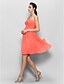 cheap Bridesmaid Dresses-A-Line Sweetheart Knee Length Chiffon Bridesmaid Dress with Criss Cross by LAN TING BRIDE®