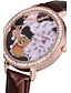 cheap Fashion Watches-Women&#039;s Wrist Watch Quartz Casual Watch PU Band Analog Flower Sparkle Fashion Black / White / Red - Brown Red Pink