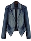 cheap Women&#039;s Jackets-Women&#039;s Denim Jacket Solid Colored Basic Long Sleeve Coat Fall Daily Regular Jacket Dark Blue / Notch lapel collar / Work