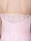 cheap Bridesmaid Dresses-Sheath / Column Spaghetti Strap Floor Length Chiffon Bridesmaid Dress with Lace