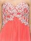 cheap Bridesmaid Dresses-A-Line Sweetheart Neckline Short / Mini Chiffon Bridesmaid Dress with Appliques by LAN TING BRIDE®