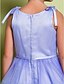 cheap Flower Girl Dresses-A-Line Floor Length Flower Girl Dress - Satin / Tulle Sleeveless Scoop Neck with Bow(s) by LAN TING BRIDE®