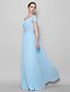 cheap Bridesmaid Dresses-A-Line One Shoulder Floor Length Georgette Bridesmaid Dress with Side Draping by LAN TING BRIDE®