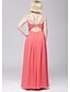 cheap Prom Dresses-A-Line Open Back Dress Prom Floor Length Sleeveless Illusion Neck Chiffon with Beading 2023