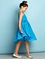 cheap Junior Bridesmaid Dresses-A-Line One Shoulder Knee Length Chiffon Junior Bridesmaid Dress with Side Draping / Natural / Mini Me