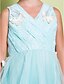 Χαμηλού Κόστους Λουλουδάτα φορέματα για κορίτσια-Γραμμή Α Μακρύ Φόρεμα για Κοριτσάκι Λουλουδιών - Δαντέλα Αμάνικο Λαιμόκοψη V με Φιόγκος(οι) Δαντέλα Χιαστί με LAN TING BRIDE®