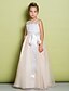 cheap Flower Girl Dresses-A-Line Floor Length Flower Girl Dresses Lace Sleeveless Jewel Neck with Lace