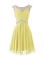 cheap Bridesmaid Dresses-Sheath / Column Scoop Neck Knee Length Chiffon Bridesmaid Dress with Crystals by