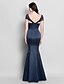 cheap Bridesmaid Dresses-Mermaid / Trumpet Bridesmaid Dress V Neck Sleeveless Open Back Floor Length Satin with Pleats 2022