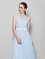 cheap Bridesmaid Dresses-A-Line Halter Neck Floor Length Chiffon Bridesmaid Dress with Sash / Ribbon / Pleats / Open Back