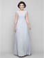 cheap Mother of the Bride Dresses-A-Line V Neck Floor Length Chiffon Mother of the Bride Dress with Beading / Criss Cross by LAN TING BRIDE®