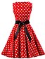 olcso Vintage ruhák-Női A vonalú ruha Térdig érő ruha Piros Ujjatlan Pöttyös Nyomtatott Tavasz Nyár Kerek 1950-es Szüret Pamut S M L XL XXL 3XL 4XL 5XL / Extra méret