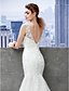 cheap Wedding Dresses-Mermaid / Trumpet Wedding Dresses Jewel Neck Sweep / Brush Train Lace Tulle Sleeveless Open Back with Beading Appliques Button 2020