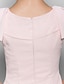abordables Vestidos de madrina-Funda / Columna Vestido de Madrina Elegante Camiseta con cuello redondo Hasta el Gemelo Raso Manga Corta con Plisado 2021