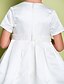 cheap Flower Girl Dresses-A-Line Tea Length Satin Short Sleeve Jewel Neck with Beading