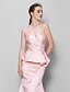 Χαμηλού Κόστους Φορέματα Παρανύμφων-Τρομπέτα / Γοργόνα Φόρεμα Παρανύμφων Καρδιά Αμάνικο Εμπνευσμένο από Βίντατζ Ουρά Ταφτάς με Πλισέ 2022