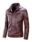 preiswerte Herrenjacken &amp; Herrenmäntel-Herrn Frühling / Herbst Standard Jacke, Solide Ständer Langarm PU Schwarz / Braun / Wein / Schlank