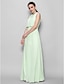 cheap Bridesmaid Dresses-A-Line Bridesmaid Dress Jewel Neck Sleeveless Elegant Floor Length Chiffon with Pleats