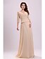 cheap Mother of the Bride Dresses-Sheath / Column V Neck Floor Length Chiffon Mother of the Bride Dress with Side Draping by