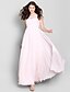 cheap Bridesmaid Dresses-A-Line Scoop Neck Ankle Length Chiffon Bridesmaid Dress with Lace / Criss Cross by LAN TING BRIDE®