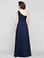 cheap Mother of the Bride Dresses-A-Line Mother of the Bride Dress Elegant One Shoulder Floor Length Chiffon Sleeveless with Beading Side Draping 2020