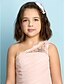 Χαμηλού Κόστους Φορέματα για παρανυφάκια-Πριγκίπισσα Μακρύ Ένας Ώμος Σιφόν Junior Bridesmaid Dresses &amp; Gowns Με Κρυστάλλινη λεπτομέρεια Mini Me Παιδικό γαμήλιο φόρεμα καλεσμένων 4-16 ετών