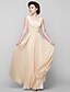 cheap Mother of the Bride Dresses-A-Line Square Neck Floor Length Chiffon Mother of the Bride Dress with Beading by LAN TING BRIDE®