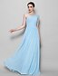 cheap Bridesmaid Dresses-A-Line One Shoulder Floor Length Georgette Bridesmaid Dress with Side Draping by LAN TING BRIDE®