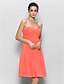 cheap Bridesmaid Dresses-A-Line Sweetheart Knee Length Chiffon Bridesmaid Dress with Criss Cross by LAN TING BRIDE®