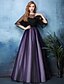 cheap Evening Dresses-A-Line Color Block Formal Evening Dress Illusion Neck Half Sleeve Floor Length Satin Tulle with Sash / Ribbon 2020