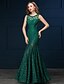 Χαμηλού Κόστους Βραδινά Φορέματα-Τρομπέτα / Γοργόνα Επίσημο Βραδινό Φόρεμα Scoop Neck Αμάνικο Μακρύ Δαντέλα με Λεπτομέρεια με πέρλα 2020