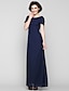 cheap Mother of the Bride Dresses-Sheath / Column Mother of the Bride Dress Elegant Scoop Neck Ankle Length Chiffon Short Sleeve No with Beading 2023