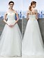 cheap Wedding Dresses-A-Line Sweetheart Neckline Sweep / Brush Train Tulle Made-To-Measure Wedding Dresses with Ruched by LAN TING BRIDE® / Beach / Destination / Two Piece