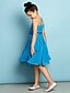 cheap Junior Bridesmaid Dresses-A-Line One Shoulder Knee Length Chiffon Junior Bridesmaid Dress with Side Draping / Natural / Mini Me