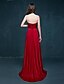 Χαμηλού Κόστους Βραδινά Φορέματα-Γραμμή Α Επίσημο Βραδινό Φόρεμα Καρδιά Ουρά Τούλι με Δαντέλα Κρυστάλλινη λεπτομέρεια Πλαϊνό ντραπέ 2020