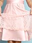 billige Juniorbrudepigekjoler-A-linje Knælang Scoop hals Heldækkende blomsterblonder Junior brudepige kjoler og kjoler Med Blonde Mini-me Børn bryllupsgæstekjole 4-16 år