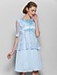 cheap Mother of the Bride Dresses-A-Line Jewel Neck Knee Length Chiffon / Lace Mother of the Bride Dress with Buttons by LAN TING BRIDE®