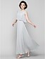 cheap Mother of the Bride Dresses-A-Line Bateau Neck Ankle Length Chiffon Mother of the Bride Dress with Sequin / Sash / Ribbon by LAN TING BRIDE® / Sparkle &amp; Shine